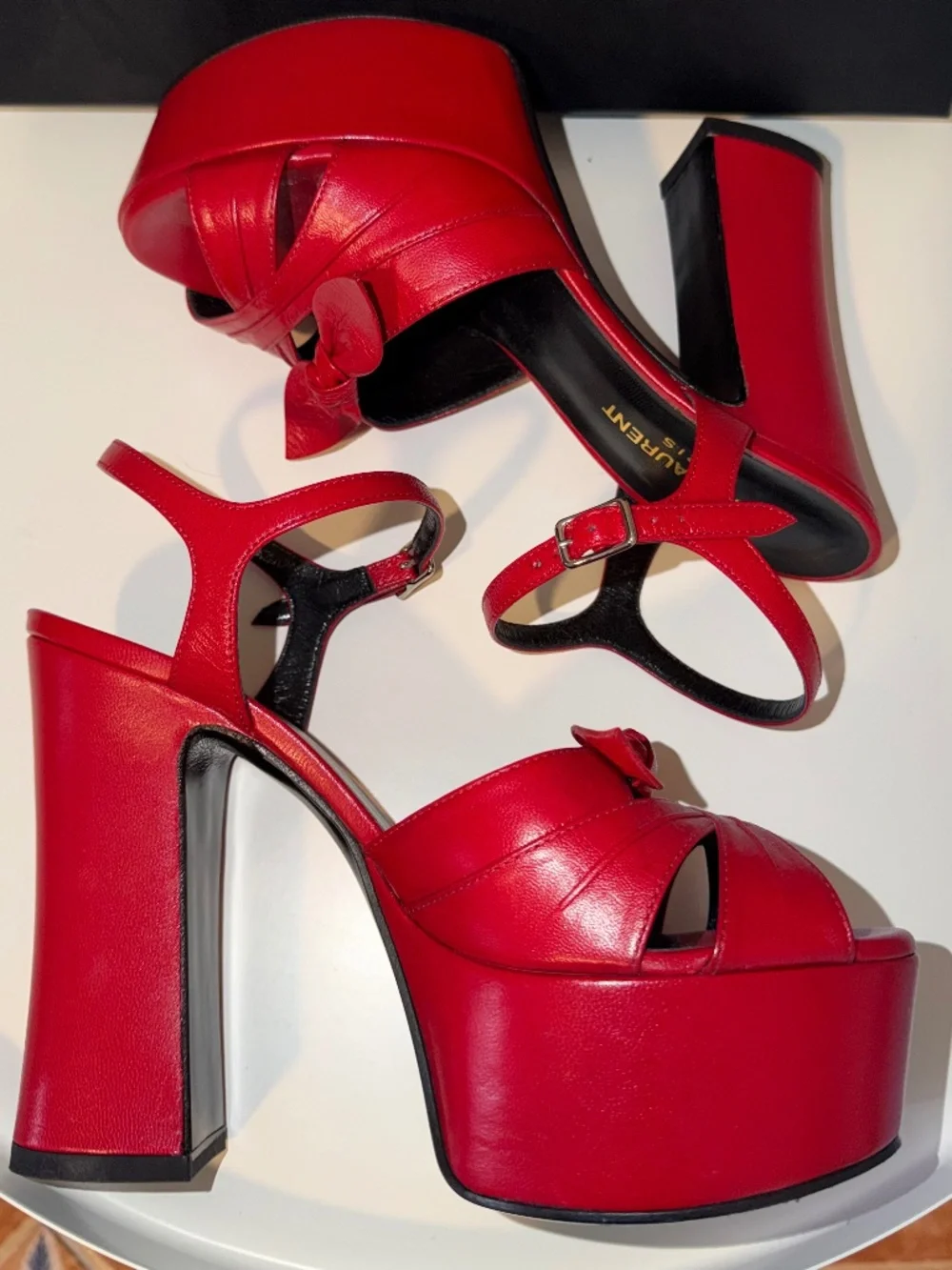 Saint Laurent Red Candy Platform Sandals